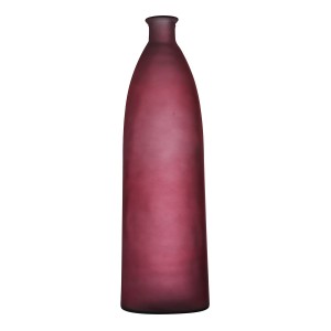 Vetro γυάλινο διακοσμητικό βάζο με σχήμα μπουκαλιού σε ροζ ματ απόχρωση 22x81 εκ
