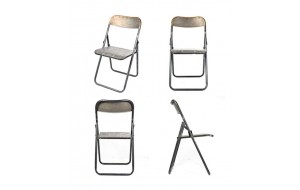 Μεταλλική καρέκλα πτυσσομένη σε γκρι απόχρωση 46.5x49.5x83 εκ