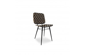 Rens καρέκλα με κάθισμα από φυσικό ρατάν σε μαύρη και φυσική απόχρωση 54x45x84 εκ