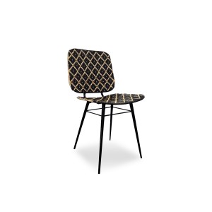 Rens καρέκλα με κάθισμα από φυσικό ρατάν σε μαύρη και φυσική απόχρωση 54x45x84 εκ