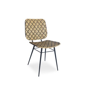 Rens καρέκλα με κάθισμα από ρατάν σε φυσική και μαύρη απόχρωση 54x45x84 εκ
