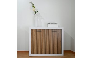 Marseille ξύλινος μπουφές σε λευκό χρώμα με ντουλάπια σε φυσική απόχρωση 105x39,5x87,5 εκ