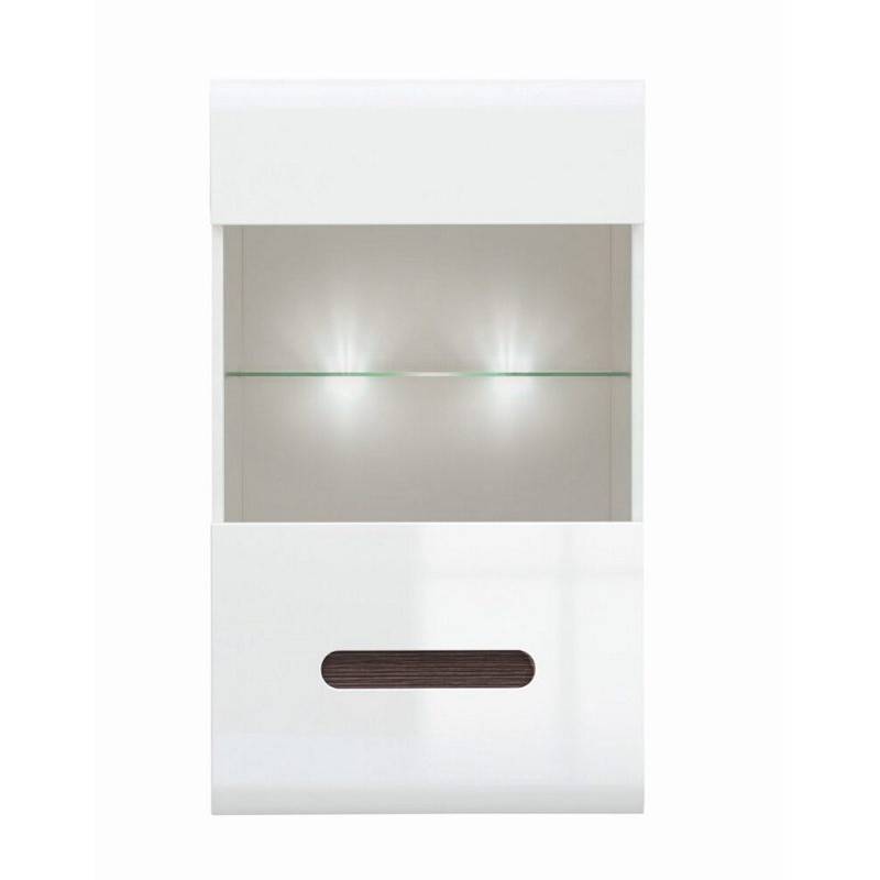 New York επιτοίχιο ντουλάπι από MDF σε λευκό χρώμα με βιτρίνα 60x35x102 εκ