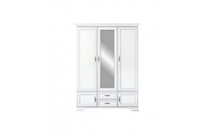 Paris τρίφυλλη ντουλάπα από MDF σε λευκό χρώμα με καθρέπτη συρτάρια και ντουλάπια 159,5x61x225 εκ