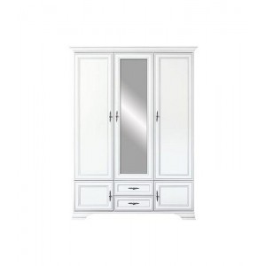 Paris τρίφυλλη ντουλάπα από MDF σε λευκό χρώμα με καθρέπτη συρτάρια και ντουλάπια 159,5x61x225 εκ