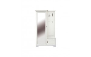Paris μονόφυλλη ντουλάπα από MDF σε λευκό χρώμα με καθρέπτη και κρεμάστρα με ντουλάπι 115,5x44x210 εκ