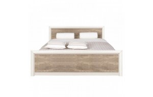 London διπλό κρεβάτι από MDF σε λευκή και φυσική απόχρωση 165x205,5x42,5 εκ