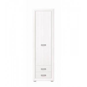 Milano μονόφυλλη ντουλάπα από MDF σε λευκό χρώμα με δύο συρτάρια 61,5x38x211,5 εκ