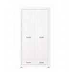 Milano δίφυλλη ντουλάπα από MDF σε λευκό χρώμα με ένα συρτάρι 106,5x60,5x211 εκ