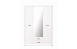 Milano τρίφυλλη ντουλάπα από MDF σε λευκό χρώμα με καθρέπτη και δύο συρτάρια 151,5x60,5x211,5 εκ