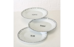 Yummi στρογγυλά πιάτα από πορσελάνη σε τρία σχέδια με λευκή απόχρωση σετ 3 τεμαχίων 19 εκ
