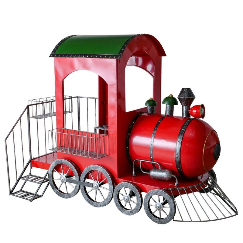 Χριστουγεννιάτικο μεγάλο μεταλλικό διακοσμητικό τρένο σε κόκκινο χρώμα 225x115x165 εκ