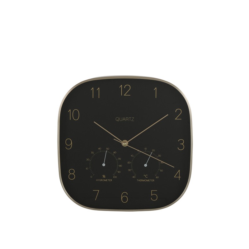 Andy ρολόι τοίχου με καντράν σε μαύρο χρώμα και μεταλλικό πλαίσιο σε χρυσή απόχρωση 29x5 εκ
