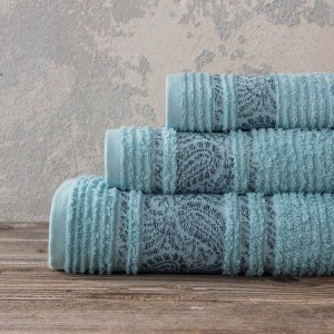 Aishun Blue πετσέτες βαμβακερές σετ των τριών σε τρία μεγέθη