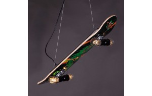 Skate ξύλινο πολύφωτο φωτιστικό οροφής σε σχήμα skateboard με τρία διαφορετικά σχέδια 80x20 εκ