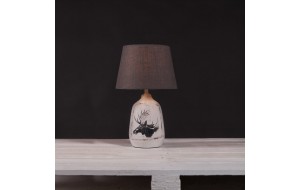 Fodder κεραμικό επιτραπέζιο φωτιστικό με ζωγραφισμένο κεφάλι τάρανδου και καπέλο σε καφέ χρώμα 24x41 εκ