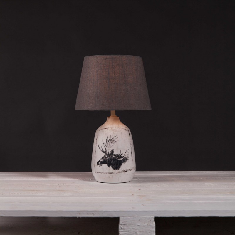 Fodder κεραμικό επιτραπέζιο φωτιστικό με ζωγραφισμένo δέντρο και καπέλο σε καφέ χρώμα 24x41 εκ