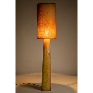 Zari ξύλινο επιδαπέδιο φωτιστικό σε φυσική απόχρωση με καπέλο σε μπεζ χρώμα 35x165 εκ