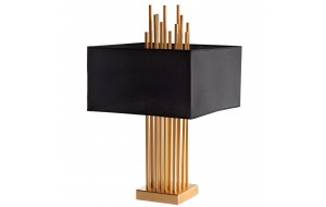 Luxxu μεταλλικό επιτραπέζιο φωτιστικό με χρυσό σκελετό και καπέλο σε μαύρο χρώμα 40x68 εκ