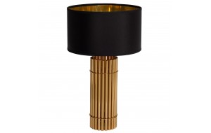 Luxxu μεταλλικό στρογγυλό επιτραπέζιο φωτιστικό με χρυσό σκελετό και καπέλο σε μαύρο χρώμα 40x67 εκ