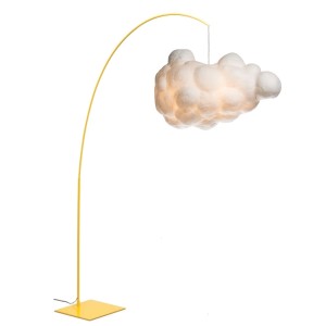 Cloud επιδαπέδιο φωτιστικό σε σχήμα σύννεφου από μετάξι και PCV με μεταλλικό σκελετό σε χρυσό χρώμα 105x190 εκ