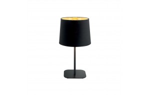 Nordik μεταλλικό επιτραπέζιο φωτιστικό σε μαύρο χρώμα με υφασμάτινο αμπαζούρ 26x48 εκ