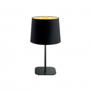 Nordik μεταλλικό επιτραπέζιο φωτιστικό σε μαύρο χρώμα με υφασμάτινο αμπαζούρ 26x48 εκ