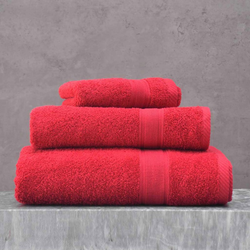 Illusion πετσέτα βαμβακερή προσώπου σε κόκκινο χρώμα 50x90 εκ