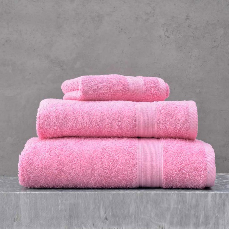 Illusion πετσέτα βαμβακερή προσώπου σε ροζ χρώμα 50x90 εκ