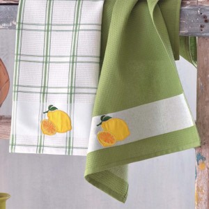 Juicy σετ πετσέτες κουζίνας δύο τεμαχίων πικέ σε πράσινο λευκό 45x70 εκ