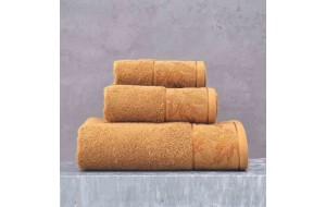 Bella σετ πετσέτες τριών τεμαχίων σε χρυσό χρώμα 30x50 / 50x90 / 70x140 εκ