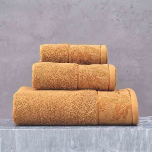 Bella σετ πετσέτες τριών τεμαχίων σε χρυσό χρώμα 30x50 / 50x90 / 70x140 εκ