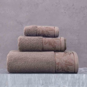 Bella σετ πετσέτες τριών τεμαχίων σε καφέ χρώμα 30x50 / 50x90 / 70x140 εκ