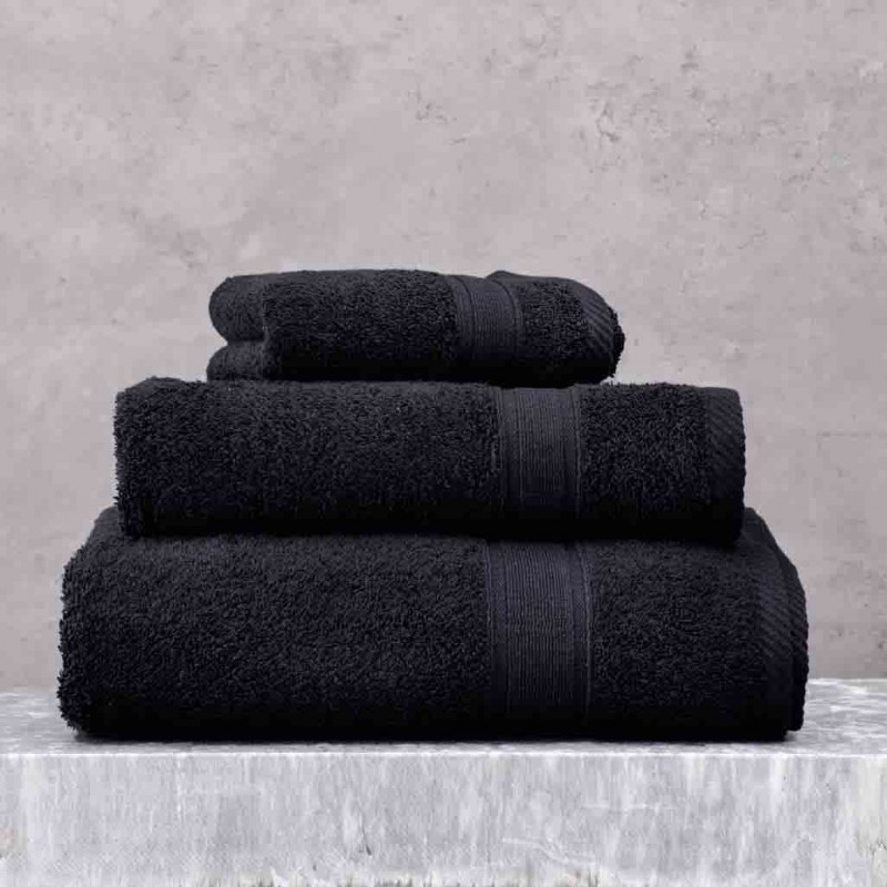 Illusion πετσέτα βαμβακερή μπάνιου σε μαύρο χρώμα 70x140 εκ