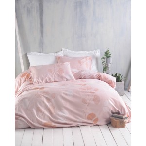 Morin ροζ σετ σεντόνια ημίδιπλο flannel με λάστιχο 160x260 εκ 