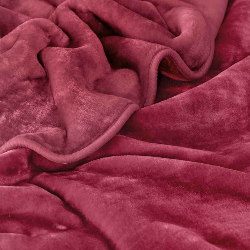 Velour βελουτέ κουβέρτα ημίδιπλη σε κόκκινη ροδί απόχρωση 160x220 εκ