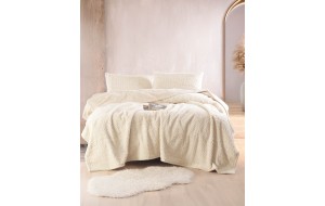 Bliss σετ γούνινη κουβέρτα για υπέρδιπλο κρεβάτι σε μπεζ απόχρωση με δύο μαξιλαροθήκες 220x240 εκ