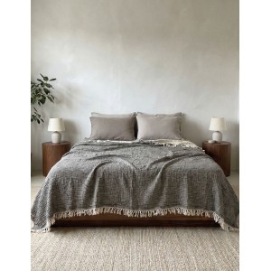 Aether βαμβακερή κουβέρτα μουσελίνα τεσσάρων στρώσεων για king size κρεβάτι σε γκρι απόχρωση 240x260 εκ