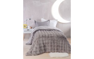 Luxe γούνινο κουβερτοπάπλωμα για ημίδιπλο κρεβάτι σε γκρι απόχρωση 160x220 εκ