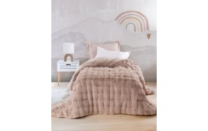Luxe γούνινο κουβερτοπάπλωμα για ημίδιπλο κρεβάτι σε μπεζ απόχρωση 160x220 εκ