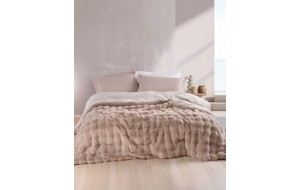Luxe γούνινο κουβερτοπάπλωμα για υπέρδιπλο κρεβάτι σε μπεζ απόχρωση 220x240 εκ