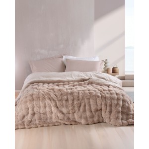 Luxe γούνινο κουβερτοπάπλωμα για υπέρδιπλο κρεβάτι σε μπεζ απόχρωση 220x240 εκ