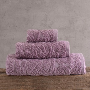 Imani πετσέτα βαμβακερή πενιέ μωβ σετ τριών τεμαχίων 30x50 / 50x90 / 70x140 εκ