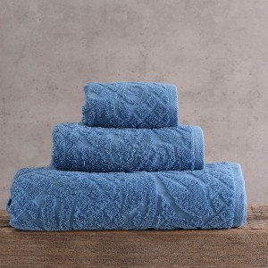 Imani πετσέτα βαμβακερή πενιέ μπλε σετ τριών τεμαχίων 30x50 / 50x90 / 70x140 εκ