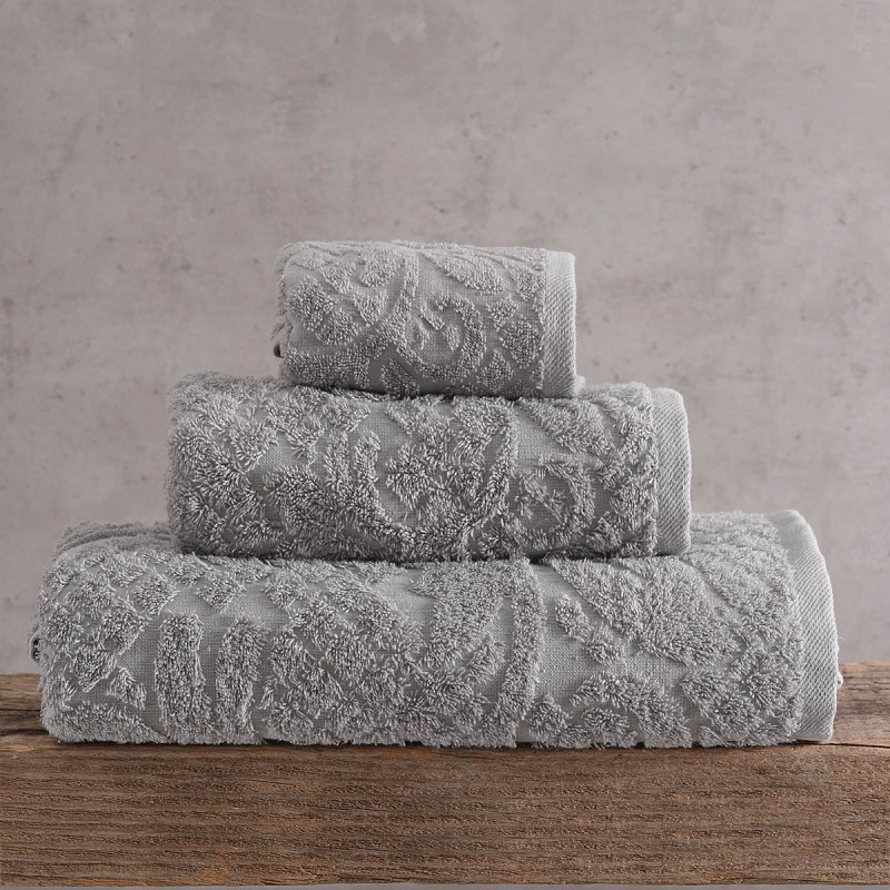 Imani πετσέτα βαμβακερή πενιέ γκρι απαλό σετ τριών τεμαχίων 30x50 / 50x90 / 70x140 εκ