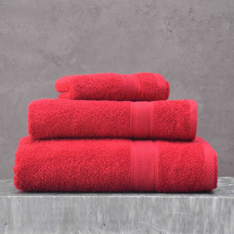Illusion πετσέτα βαμβακερή σε κόκκινο χρώμα σετ 3 τεμαχίων