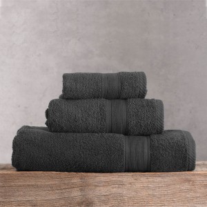Illusion βαμβακερή πετσέτα σε ανθρακί χρώμα σετ πέντε τεμαχίων 30x50 / 50x90 / 70x140 εκ