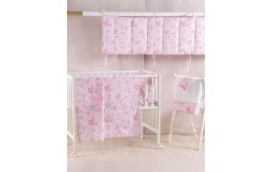 Pop Hearts σετ βρεφικά βαμβακερά σεντόνια με πολύχρωμες καρδούλες και μαξιλαροθήκη σε ροζ απόχρωση σετ τριών τεμαχίων 120x160 εκ