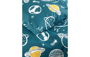 Saturn παιδικές βαμβακερές μαξιλαροθήκες σε πετρόλ απόχρωση σετ δύο τεμαχίων 50x70 εκ