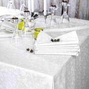 Bensimon σετ πετσέτες φαγητού έξι τεμάχια σε λευκό χρώμα σατέν ζακάρ 50x50 εκ
